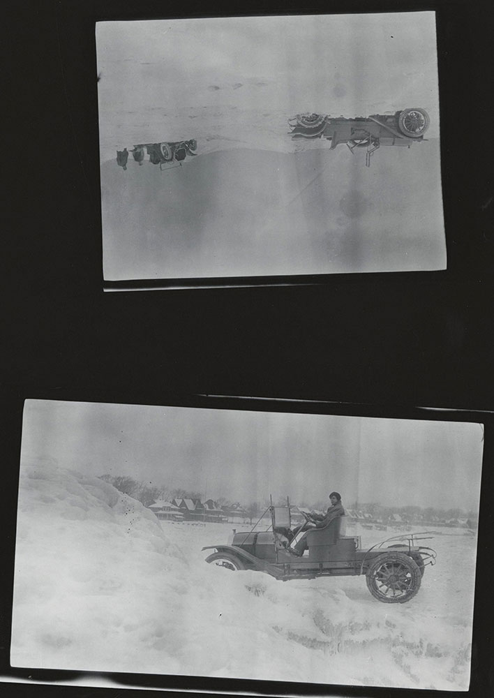 Cunningham 1912 Model JH Chassis Testing at Ontario Beach Park Feb. 15-25, 1912. Photos taken by Howard Gardner.   Cunningham Draftsman.
