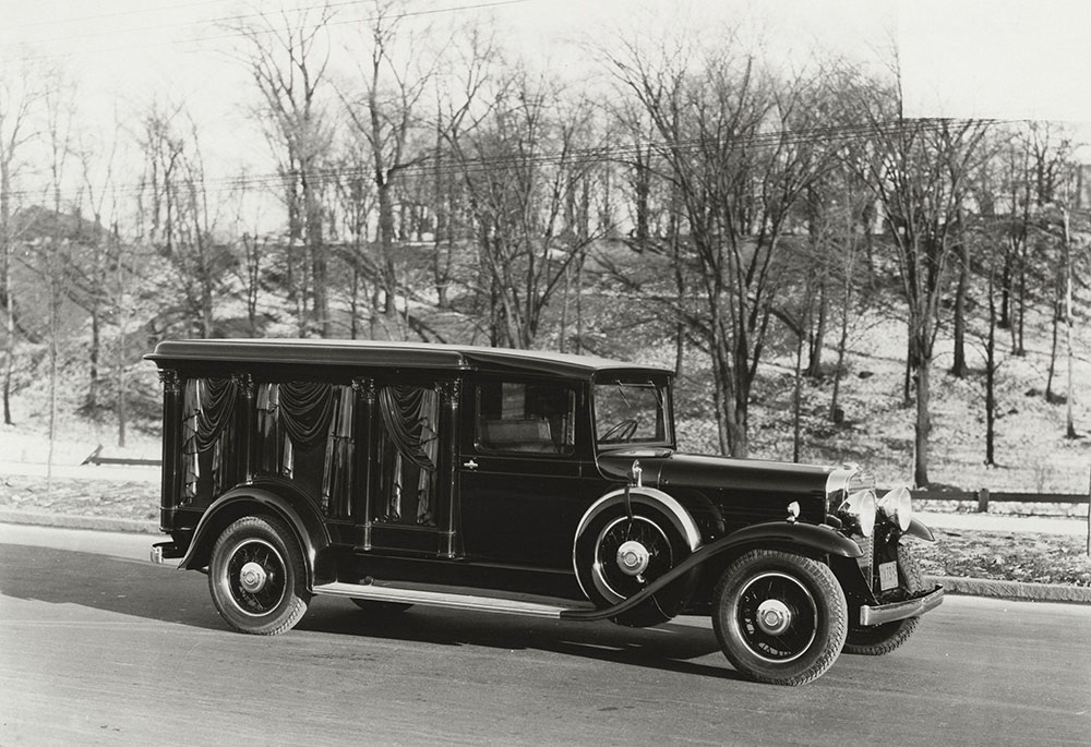 Cunningham carved funeral coach, built on Cunningham chassis. 1933