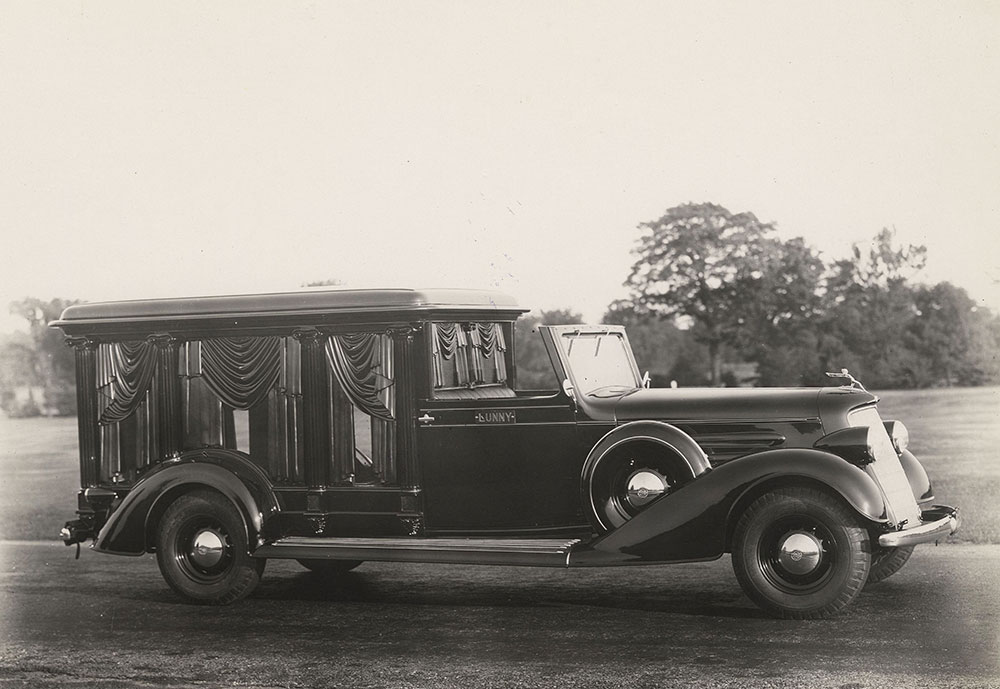 The Cunningham Car, Style No. 351 A, Model Oldsmobile Chassis, 1934. Carved funeral coach town car