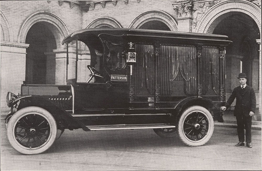 The Cunningham Car, Style No. 969, Model M, 1913. Carved side hearse