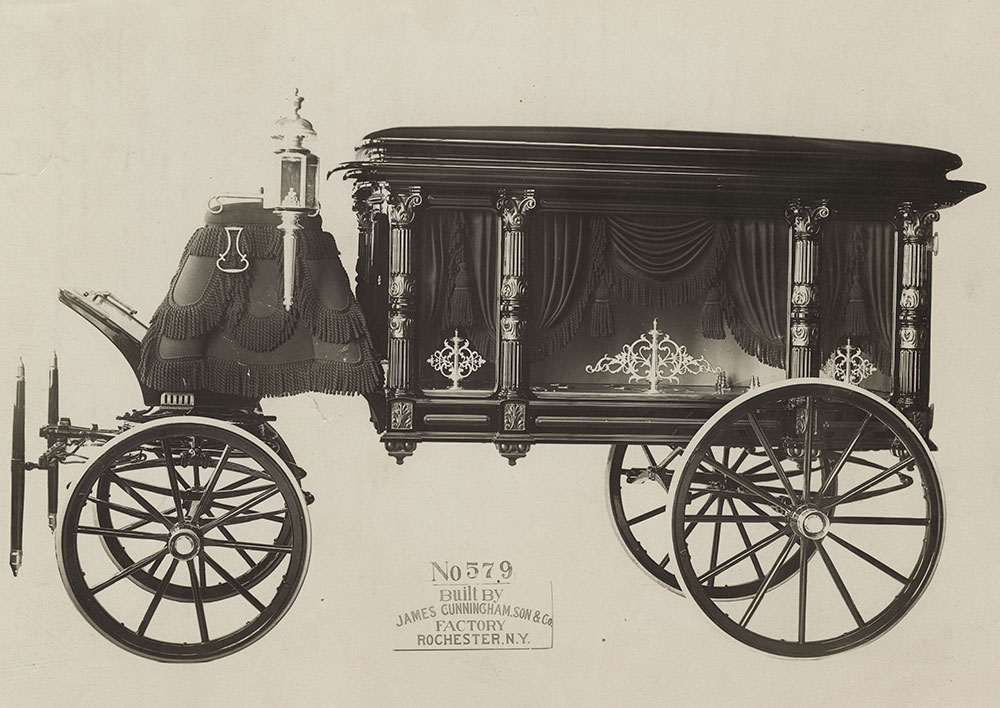 Cunningham horse drawn hearse, No 579