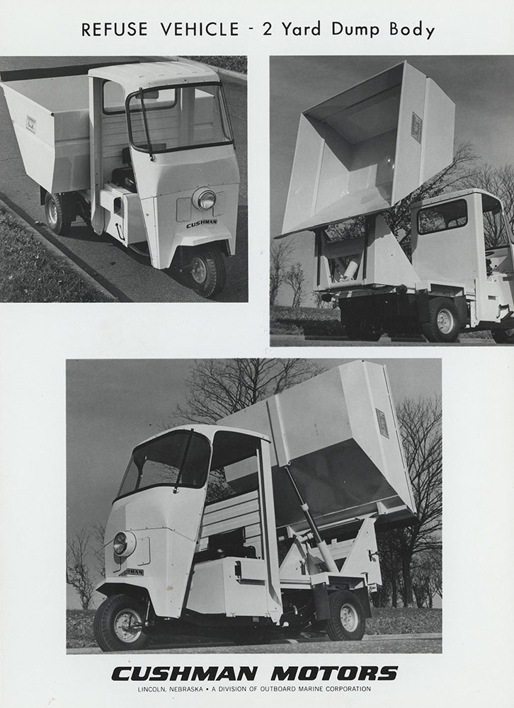 Cushman, 1972. Refuse vehicle, 2 Yard Dump Body