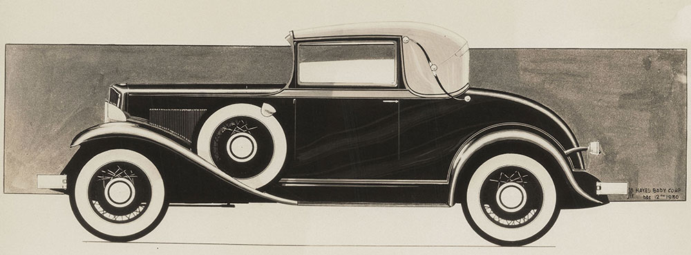 De Vaux Six, 1931. Side view of cabriolet