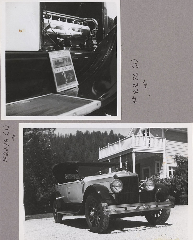 (1) Diana, engine 1925. (2) Diana, exterior, touring car 1925.