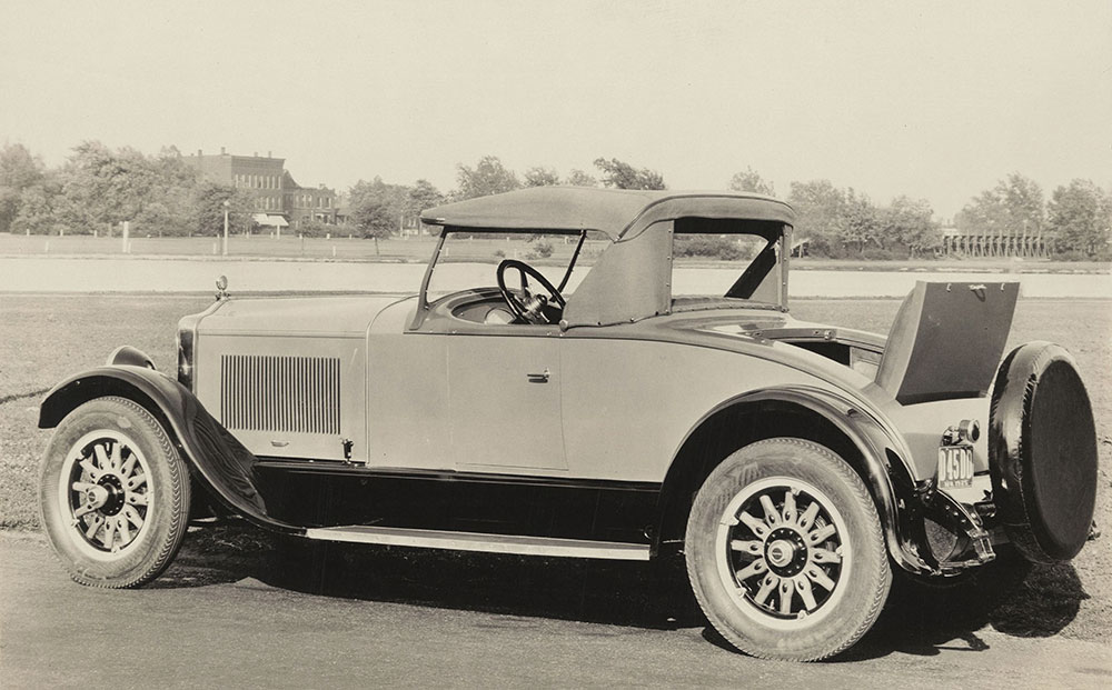 Diana Light Straight Eight, 1926. Sport Roadster. Rear view, showing rumble seat open and gipsy curtain removed.