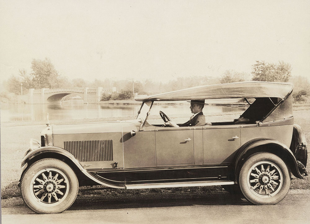 Diana: W. R. (Rex) Brashear, Assistant General Sales Manager of the Moon Motor Car Company at the wheel of the new Diana five passenger Arrowhead Phaeton, 1926.
