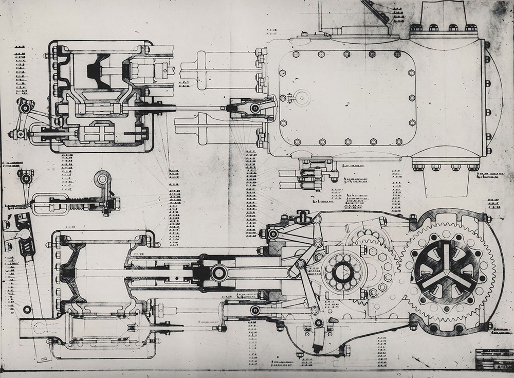 Doble: outline drawing of steam engine