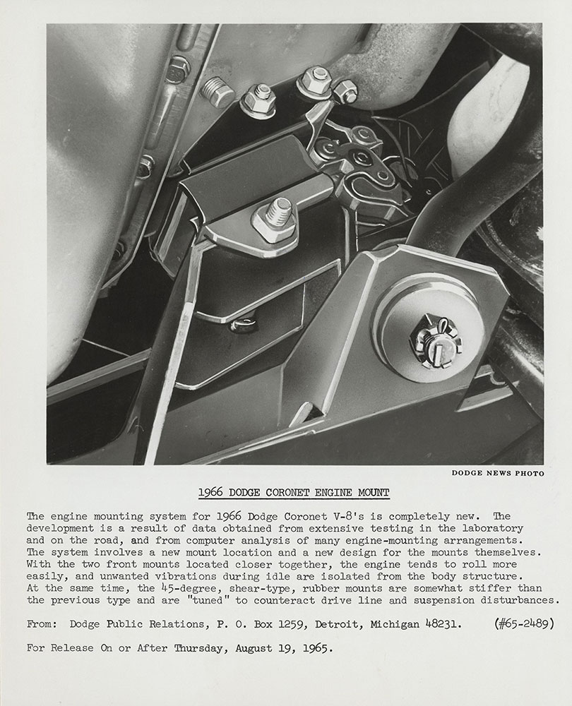 Dodge Coronet, engine mount- 1966