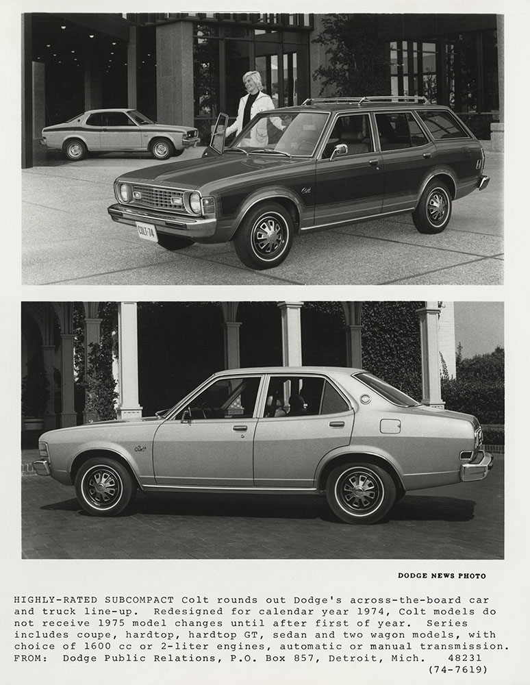 Top: Dodge Colt (wagon)- 1974. Bottom: Dodge Colt (4 door)- 1974.