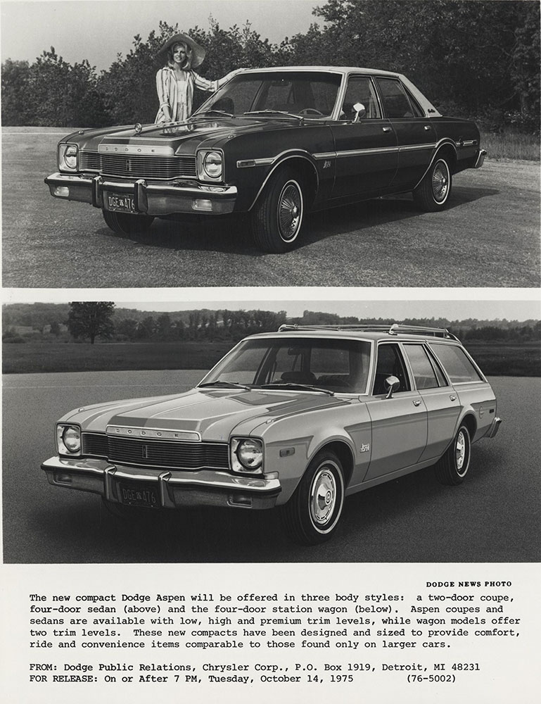 Dodge Aspen, four-door sedan (above), four-door station wagon (below) 1976
