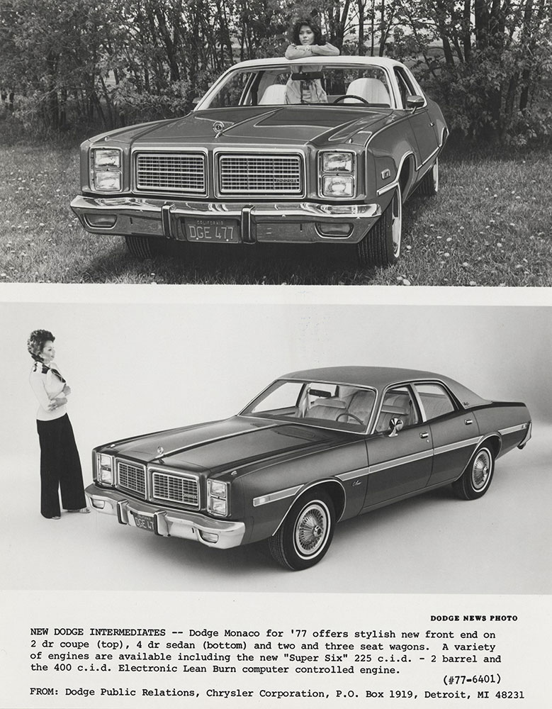 Dodge Monaco (top) two door coupe; (bottom) 4 door sedan - 1977