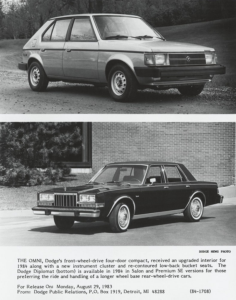 Dodge Omni and Diplomat 1984