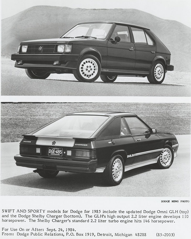 Dodge Omni GLH (top) and Dodge Shelby Charger (bottom): 1985