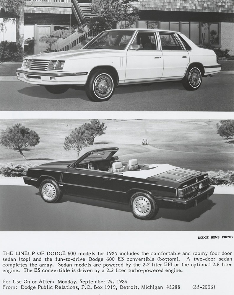 Dodge 600 Models for 1985