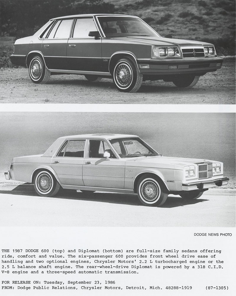 Dodge 600 and Diplomat: 1987
