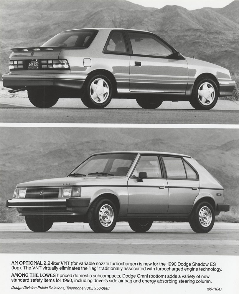 Dodge Shadow ES (top), Dodge Omni (bottom): 1990