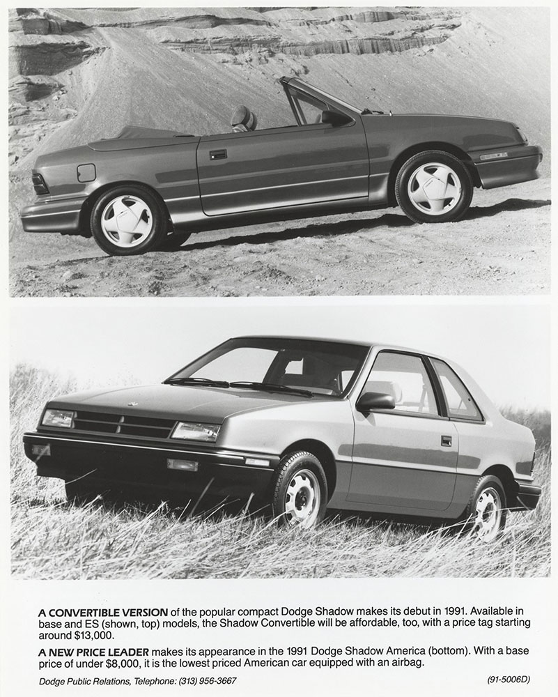 Dodge Dodge Shadow Convertible (top), Dodge Shadow America (bottom): 1991