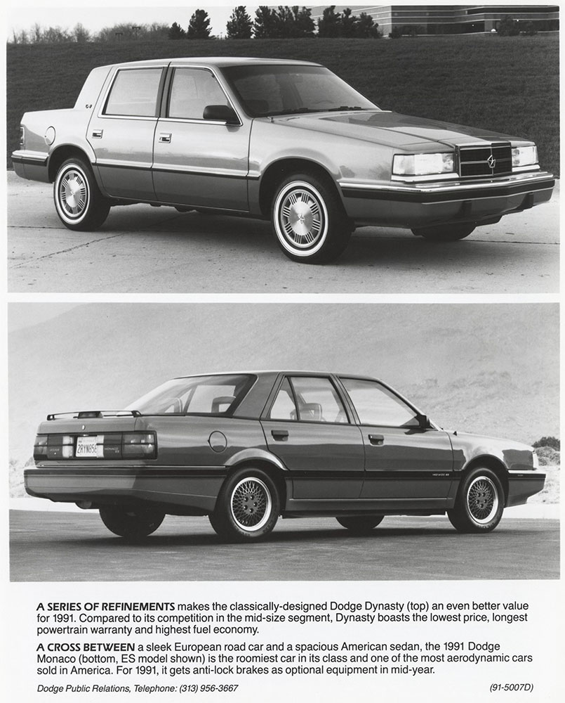 Dodge Dynasty (top), Dodge Monaco (bottom): 1991