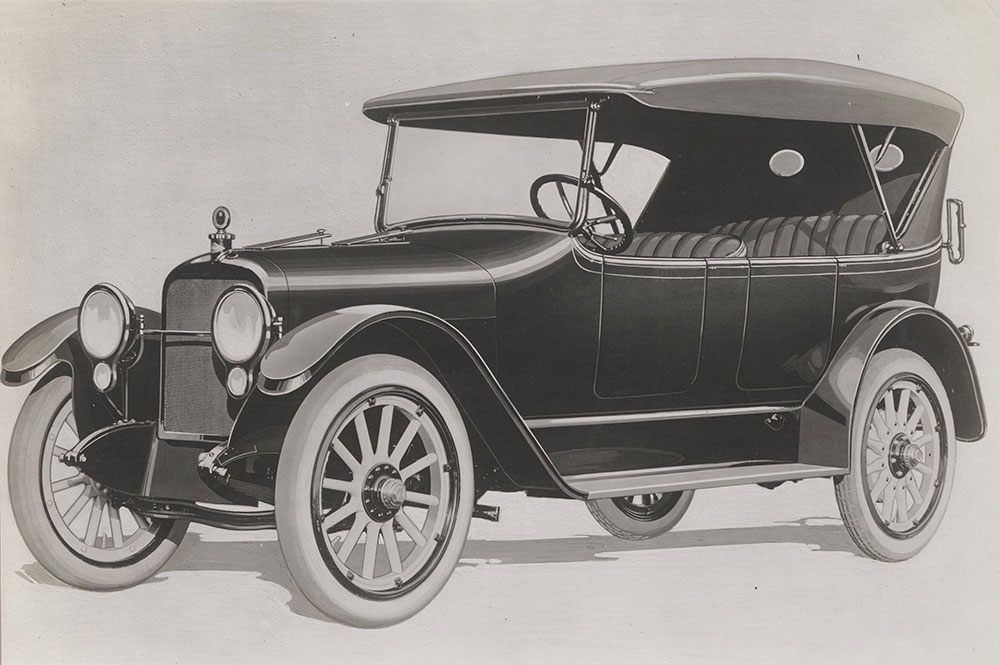 Dorris 1-C-6, seven passenger touring car, 3/4 view, top up: 1918