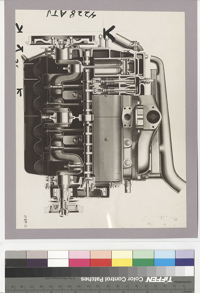 Essex, cutaway drawing of engine: 1930
