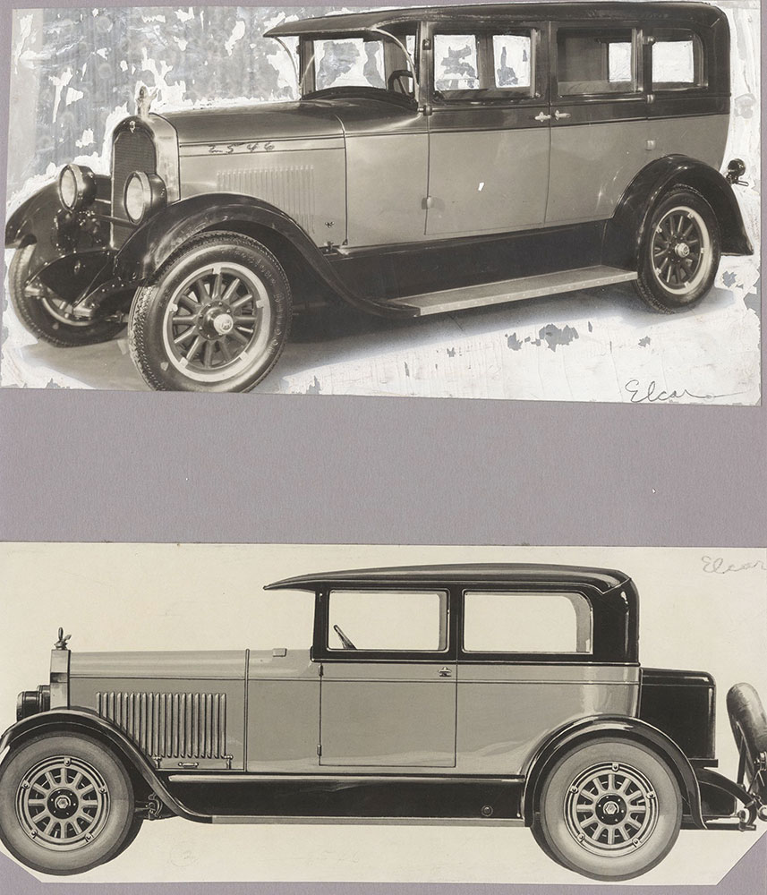 Elcar Model 8-90 7-passenger sedan (top), brougham (bottom): 1927