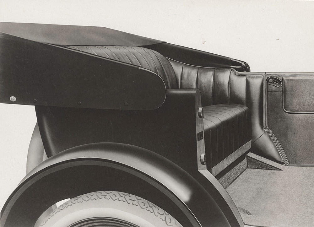Elgin Six 1919, showing rear seat of open touring car