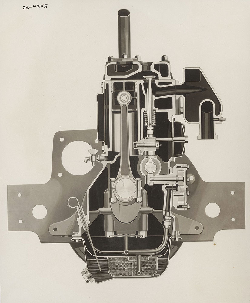 Erskine, front sectional voew of L-head motor: 1927
