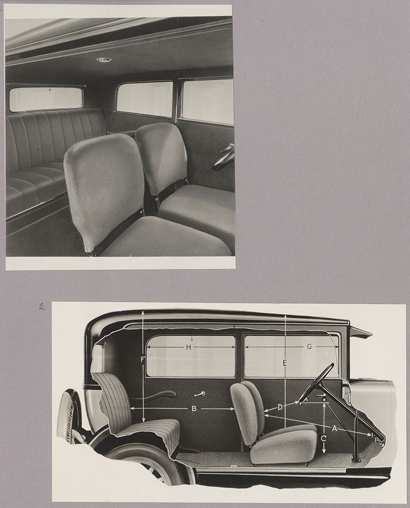 Erskine Six (1) top left interior (2) bottom right sectional view of interior: 1928