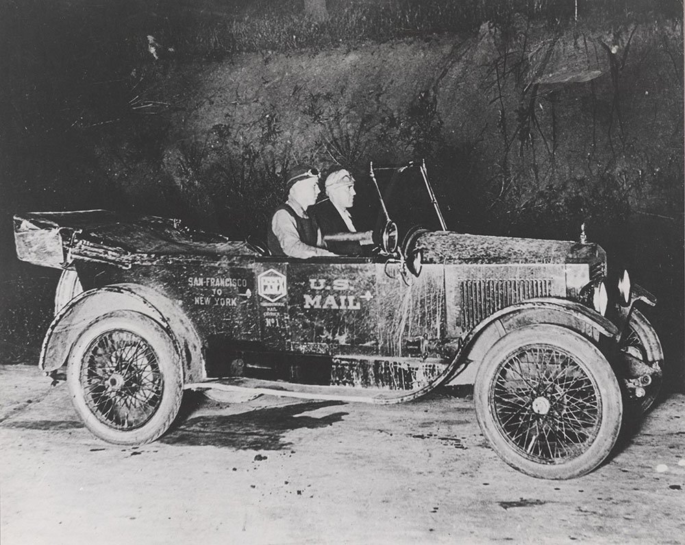 Essex on Transcontinental, first auto carried mail: 1920
