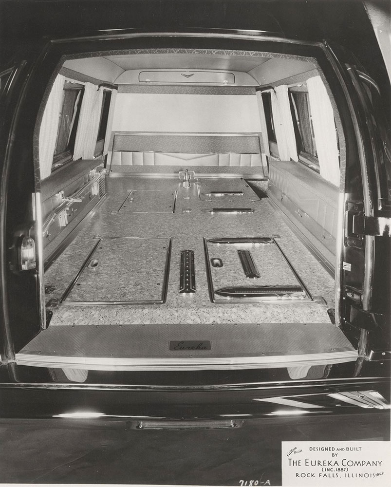 Eureka Company, rear compartment of funeral car:  1962