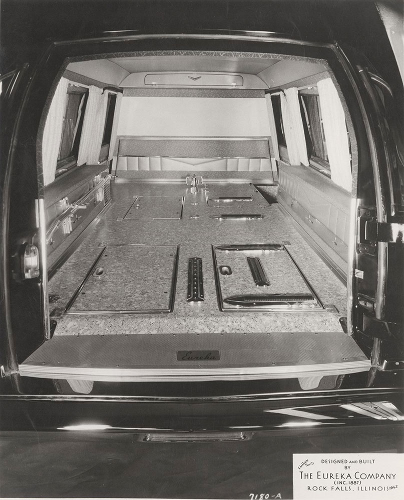 Eureka Company, rear compartment of funeral car: 1962