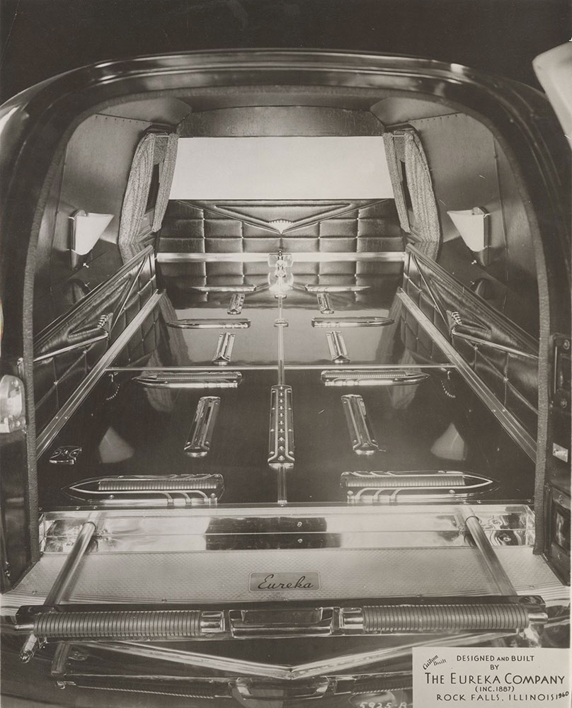 Eureka Company, rear compartment of funeral car: 1960