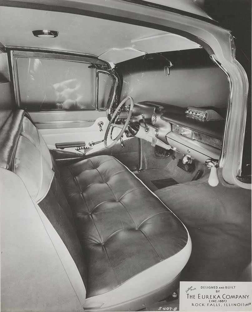 Eureka Company, Cadillac ambulance, interior of front compartment: 1959