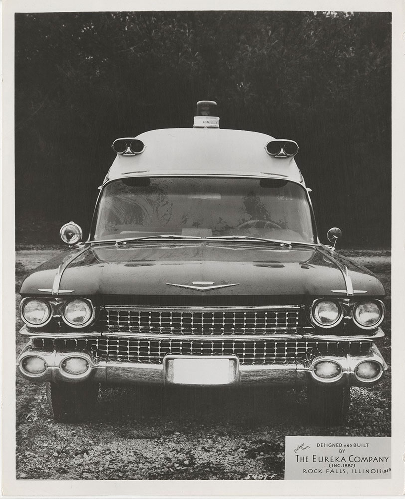Eureka Company, front view, Cadillac chassis, ambulance: 1959
