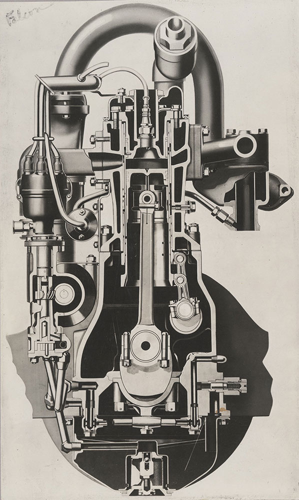 Falcon, sectional view of engine - 1927