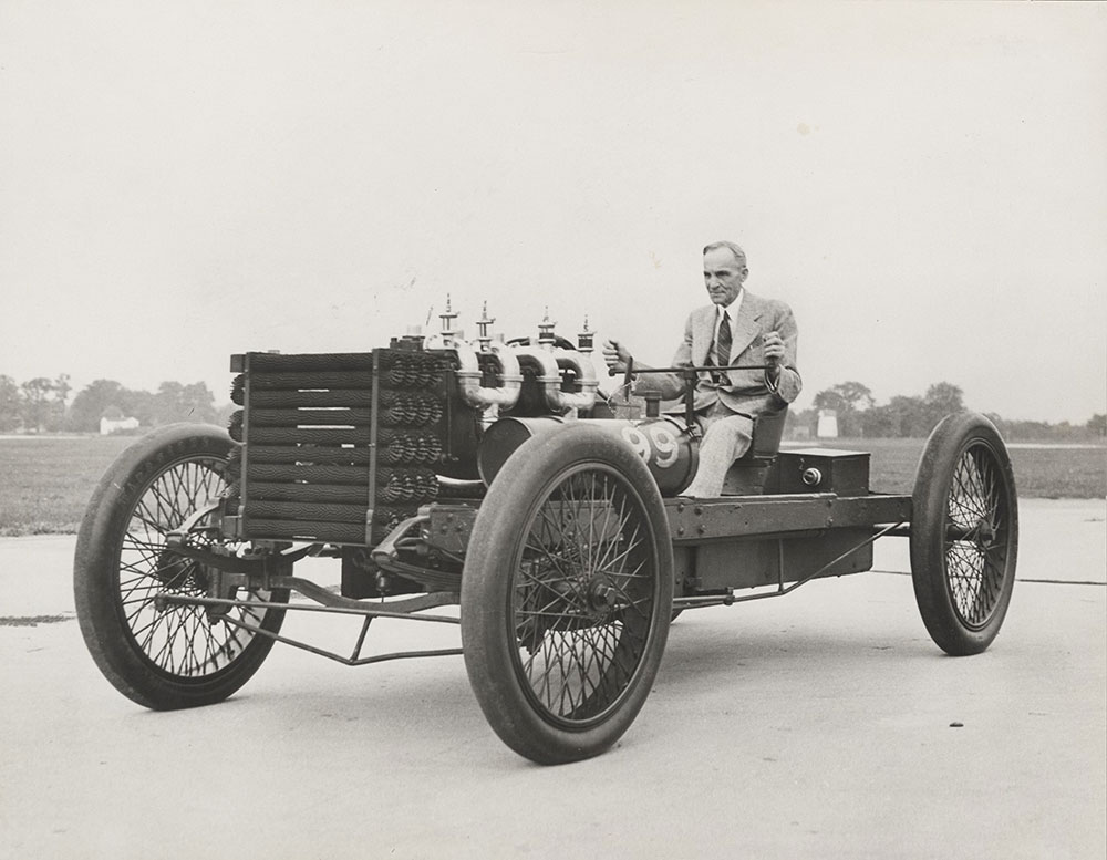 Henry Ford  in early racing car 