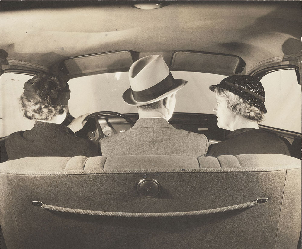 Ford V-8, interior, showing bench seat - 1935