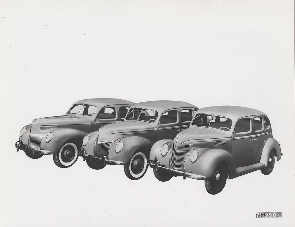 From left to right: Mercury, Ford Deluxe, and Ford - 1939