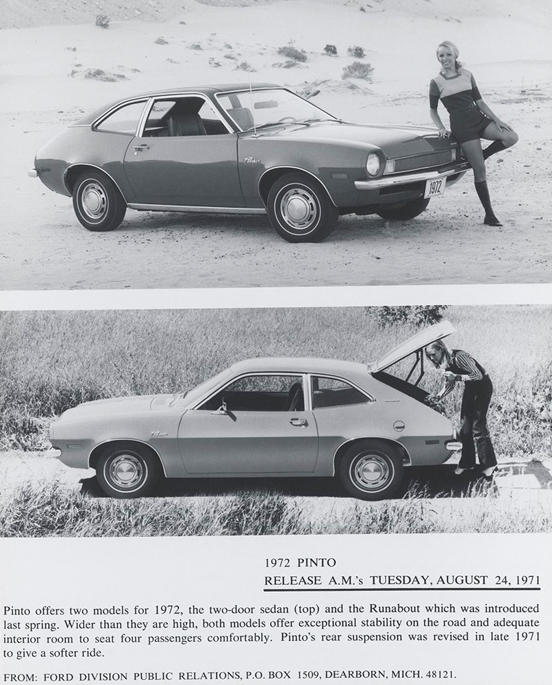Ford Pinto two-door sedan (top), Runabout (bottom) - 1972
