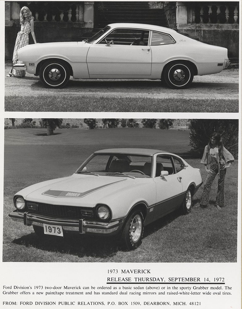 Ford Maverick two-door sedan (top), Grabber two-door sedan (bottom) - 1973