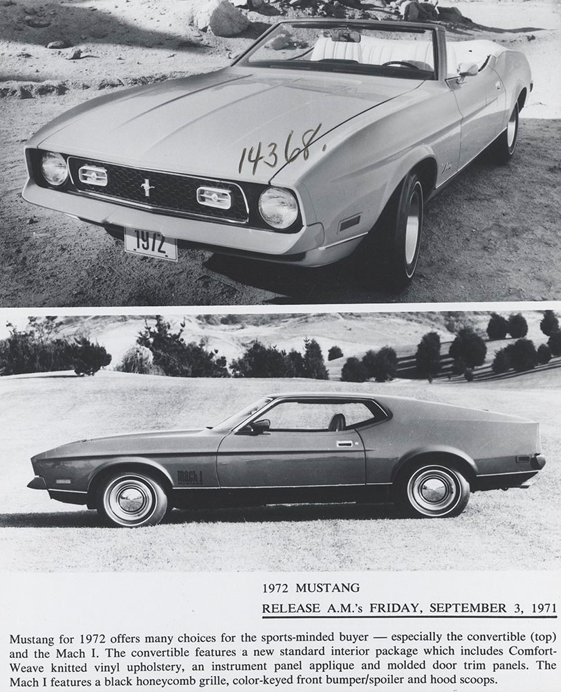 Ford Mustang convertible (top), Mach 1 (bottom) - 1972