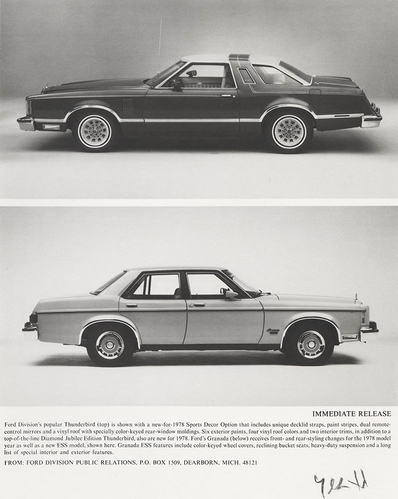 Ford Thunderbird Sports Decor Option (top), Ford Granada (bottom) - 1978