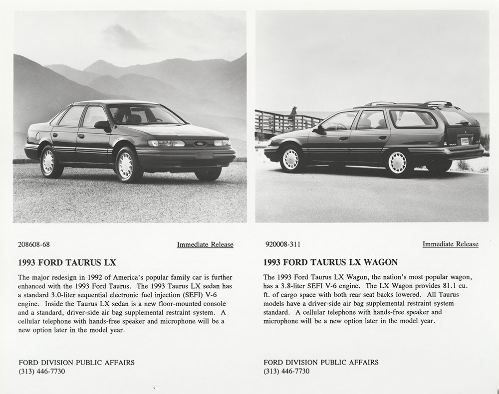 Ford Taurus LX and LX wagon- 1993