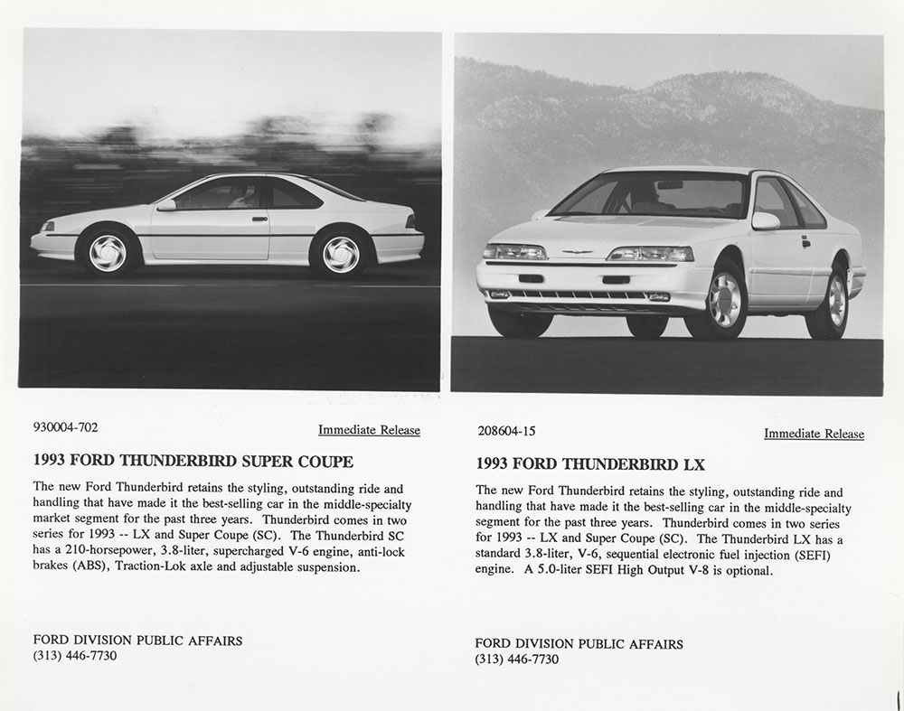 Ford Thunderbird Super Coupe (left), Ford Thunderbird LX (right) - 1993