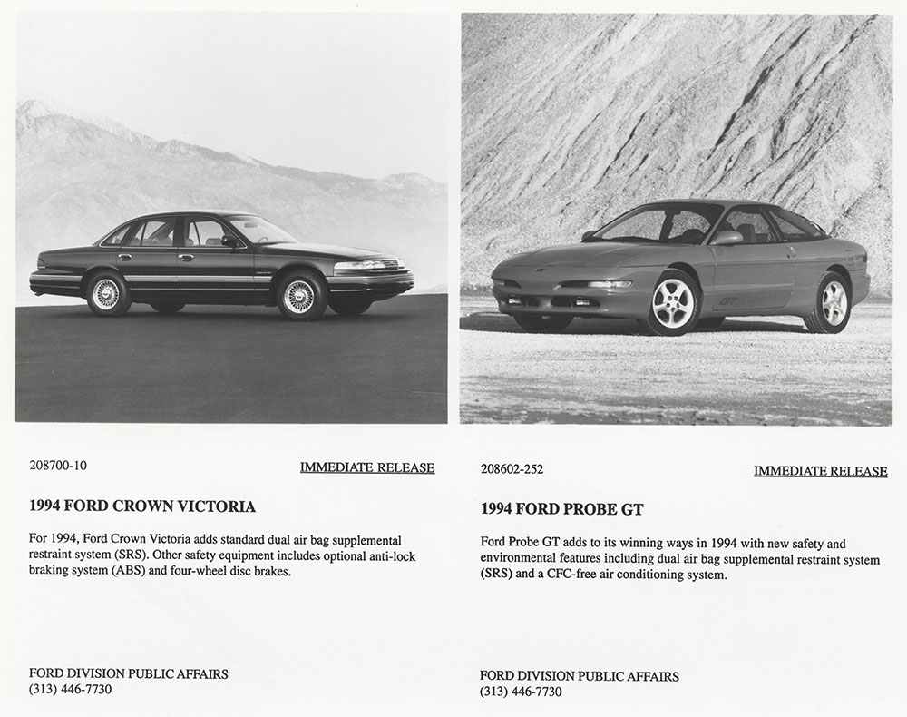 Ford Crown Victoria (left) and Ford Probe GT - 1994