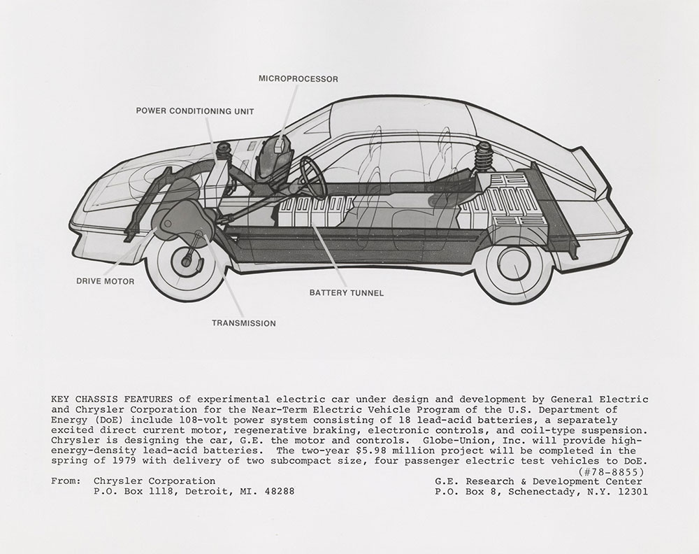 GE/Chrysler: Key chassis features of experimental electric car - 1979