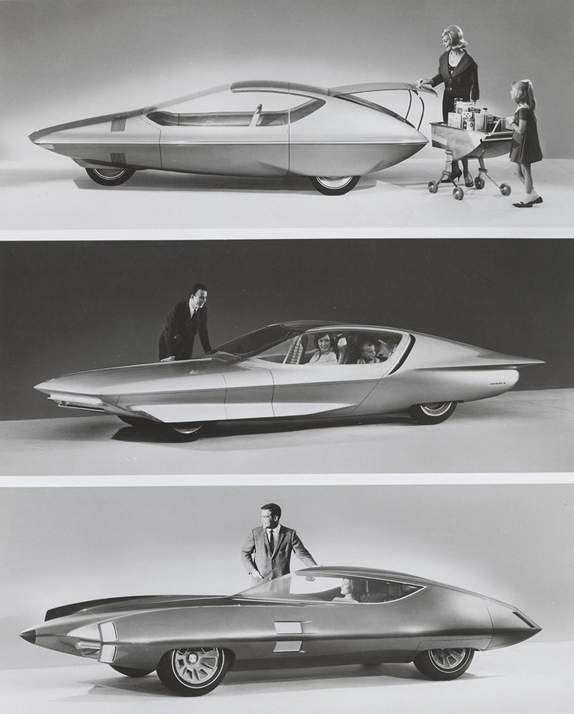 GM Experimental Cars ca. 1964 - Runabout, Firebird IV, and GM-X