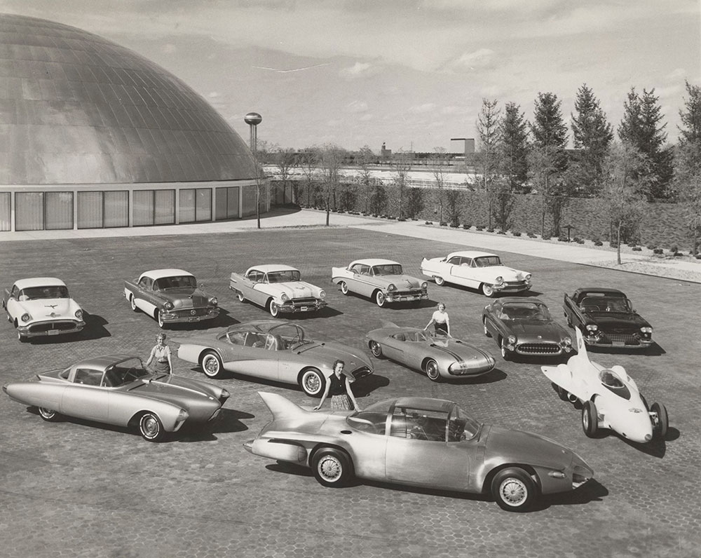 General Motors cars at GM Technical Center dedication - May 16. 1956