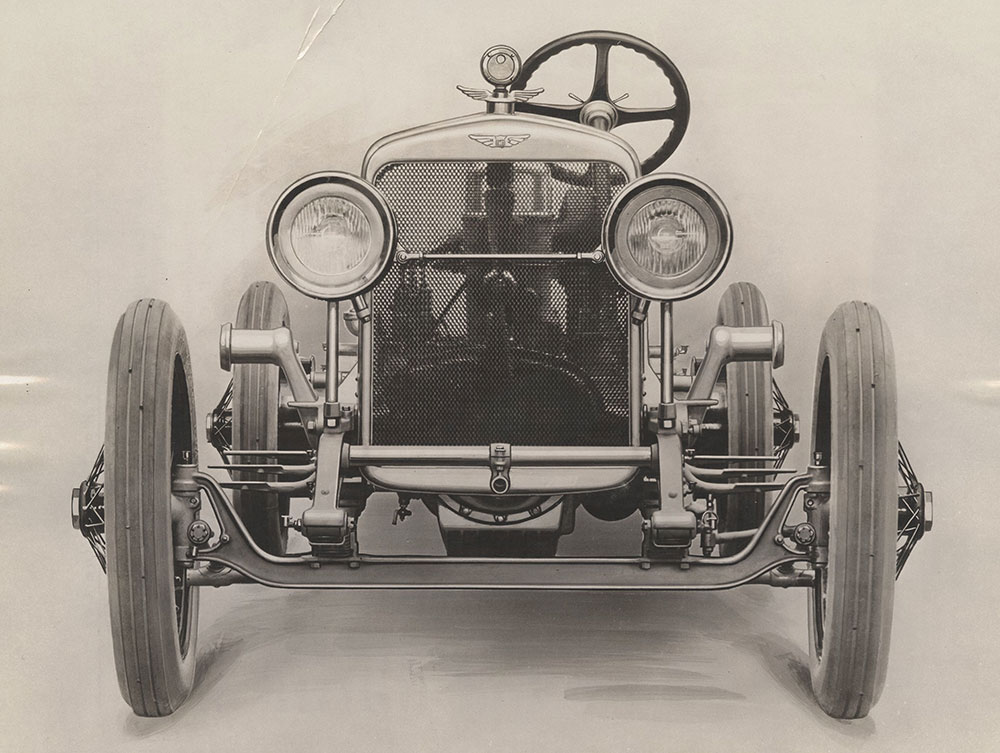 H.C.S. Series IV, six cylinder, front chassis view, showing sturdiness of front end construction. - 1923