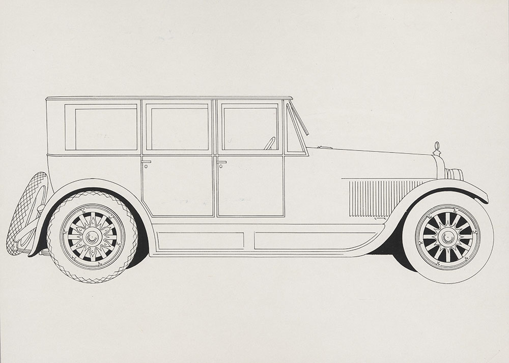 Jordan 7-passenger sedan, outline drawing - 1922